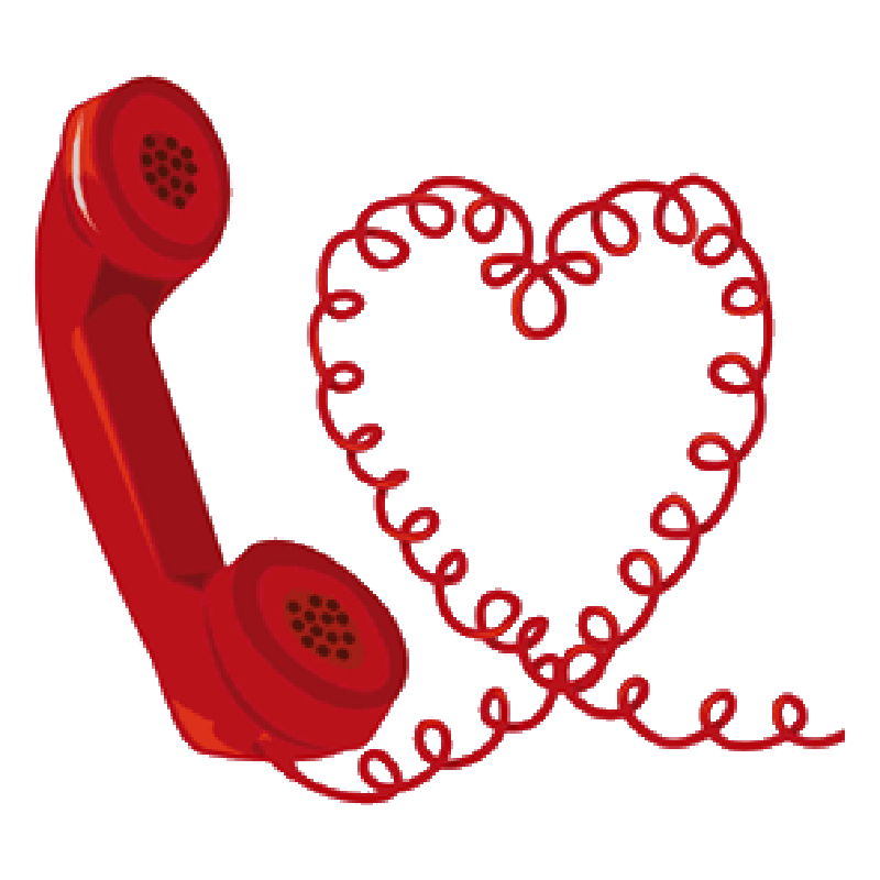 icon of a landline phone with a heart in the wire